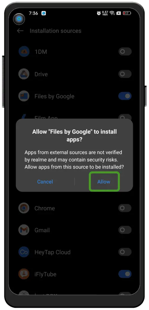 Habilitar Fuentes Desconocidas
